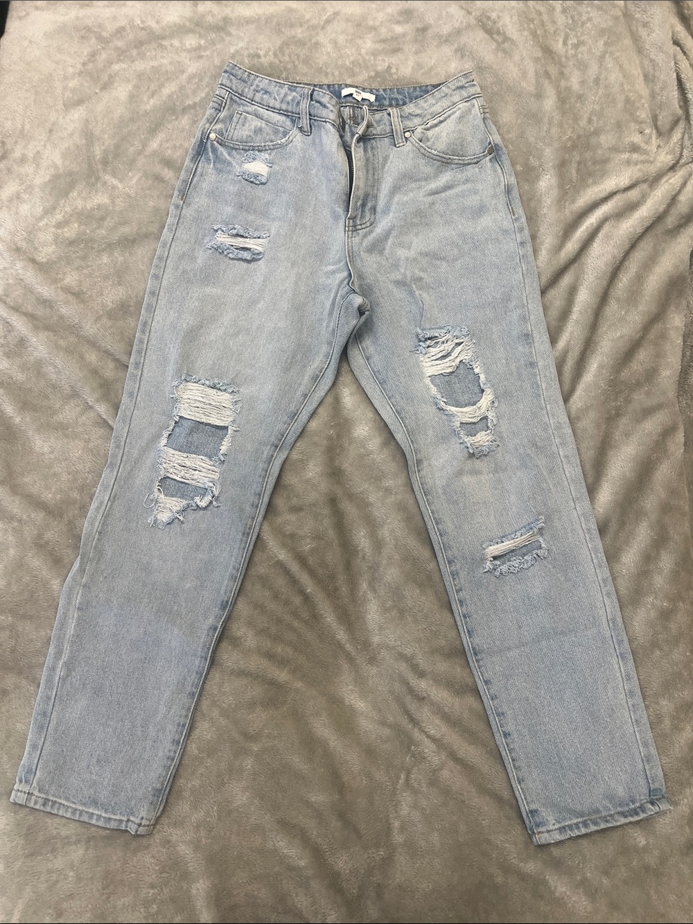 bp Light Blue Distressed Straight Leg Jeans